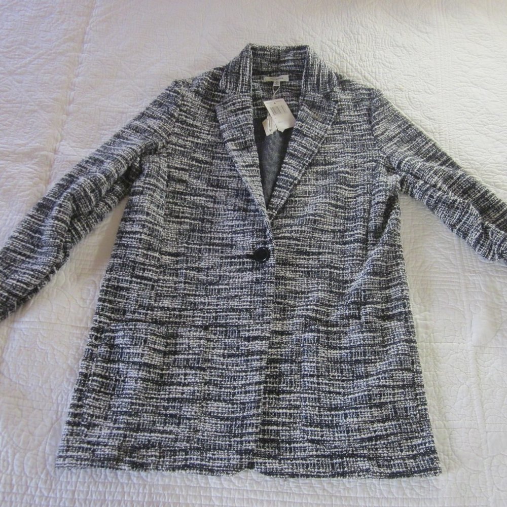 Max Studio Jacket S Single Button Black/Teal Twee… - image 2